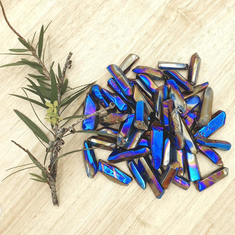 Cobalt Aura Quartz Crystal Points 100gm