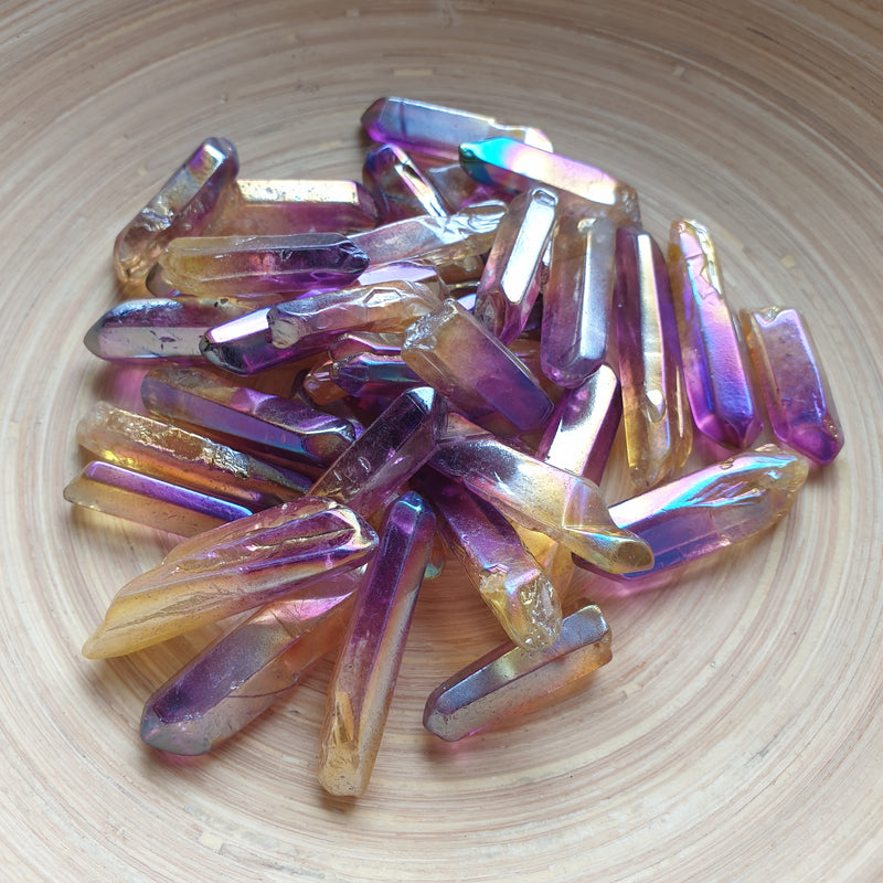 Purple Aura Quartz Crystal Points 100gm