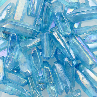 Aqua Aura Quartz Crystal Points 100gm