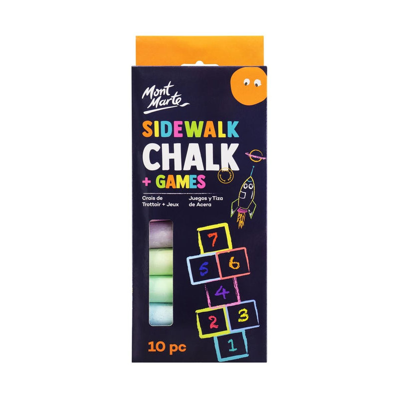 Mont Marte Kids Colour Sidewalk Chalk with Games - 10pce