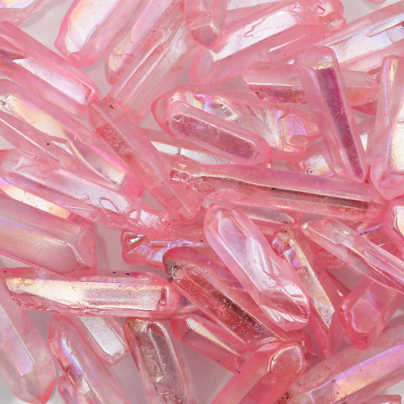 Pink Aura Quartz Crystal Points 100gm