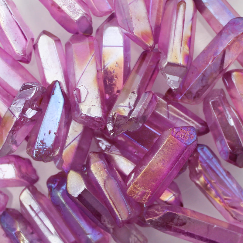 Plum Aura Quartz Crystal Points 100gm