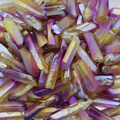 Purple Aura Quartz Crystal Points 100gm