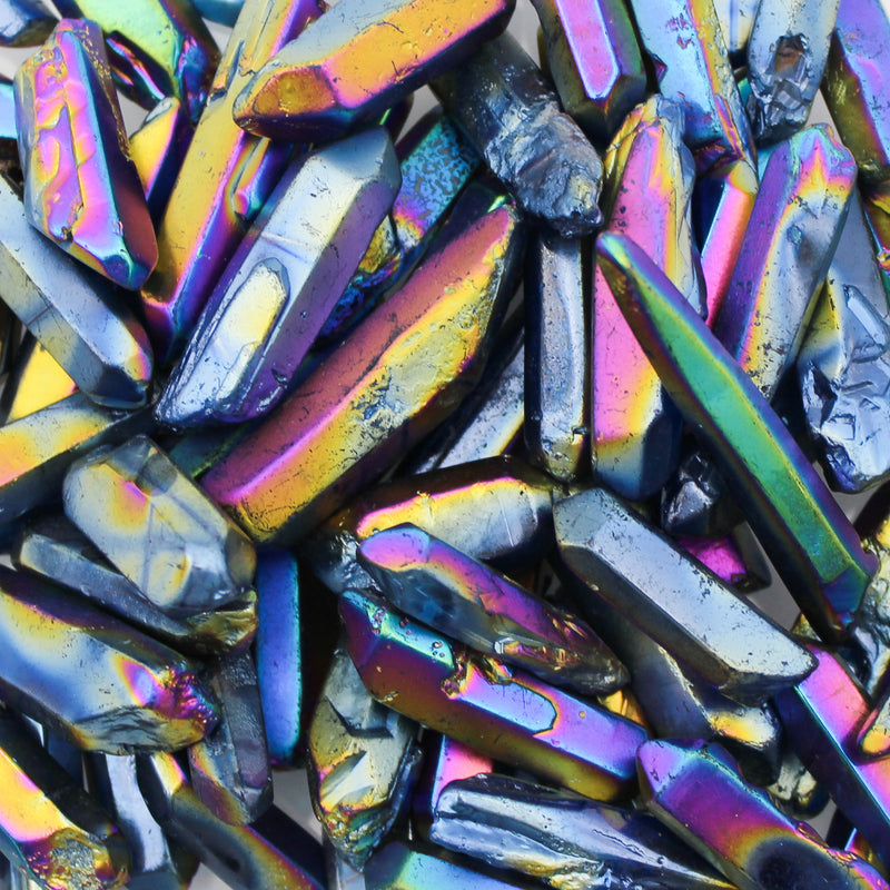 Rainbow Aura Quartz Crystal Points 100gm