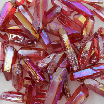 Red Ruby Aura Quartz Crystal Points 50gm